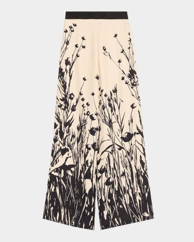 Kristofer Campo Di Lino-Print Silk Wide-Leg Trousers